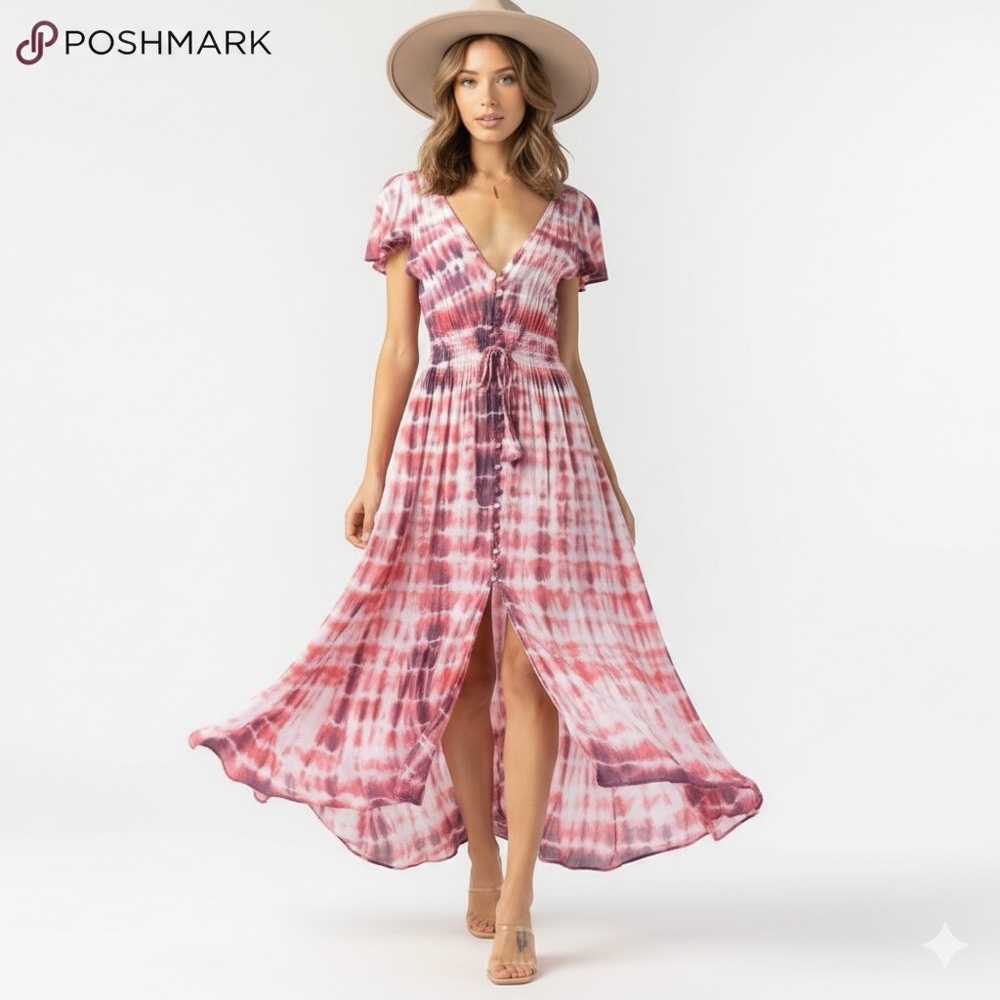 Tiare Hawaii New Moon Maxi Dress Sabia Red White Black NWT